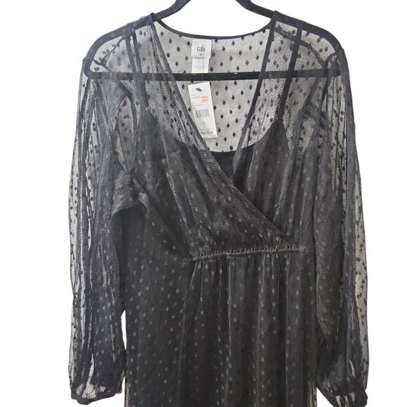 Cabi Theater Dress Black w Polka Dot Lace overlay Size Medium NWT Retail $169 - Picture 11 of 16